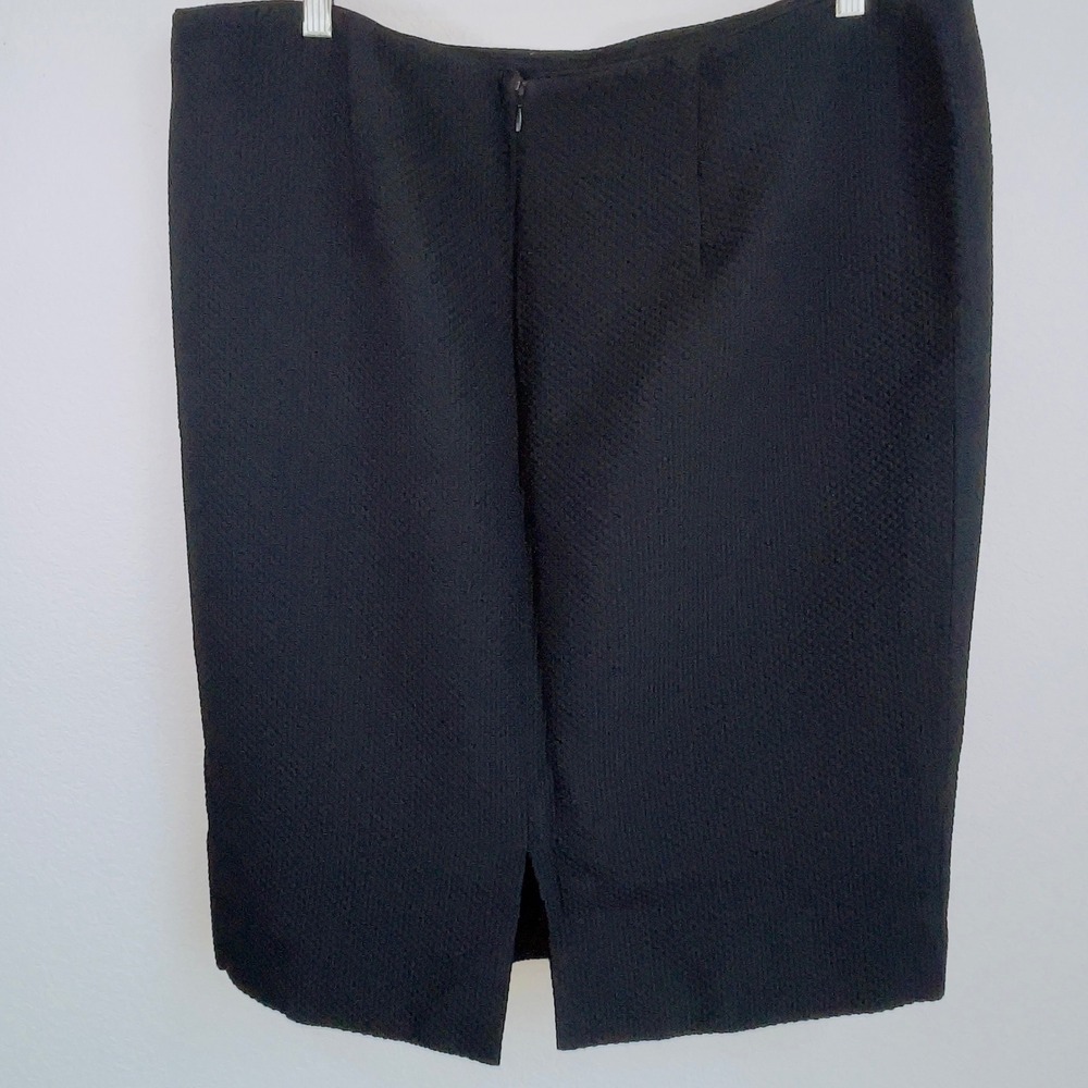 Lourdes Chavez Pencil Skirt Black Textured 100% Cotton Back Zip Size M See Photo